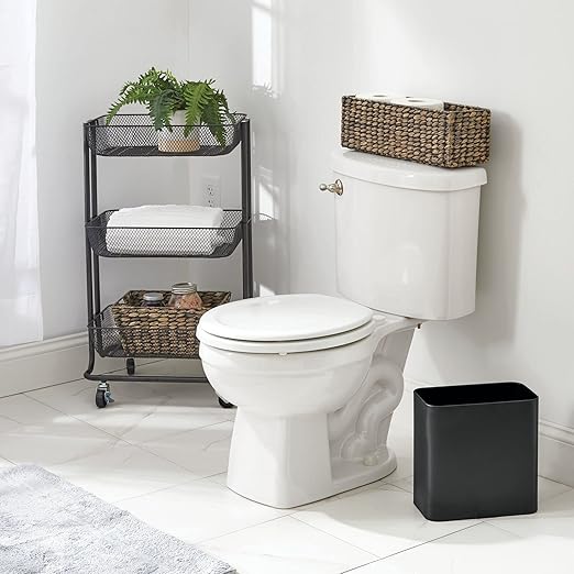 mDesign Small Metal 2.4 Gallon Trash Can Wastebasket Garbage Bin - Image 2