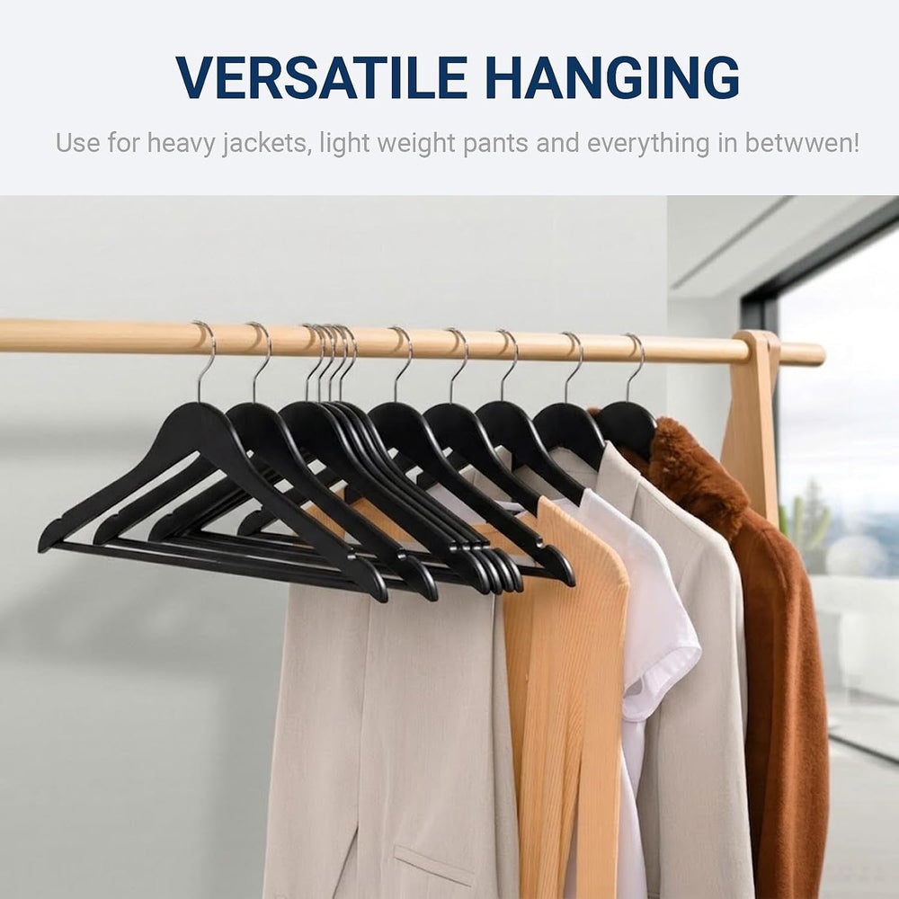 Amber Home 30 Pack Black Wooden Coat Hangers, Wood Suit Hangers