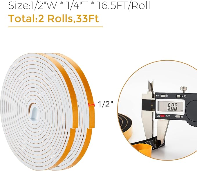 33 Feet Weather Stripping Door Seal- 1/2" Wide X 1/4" Thick Door Bottom Seal - Image 3