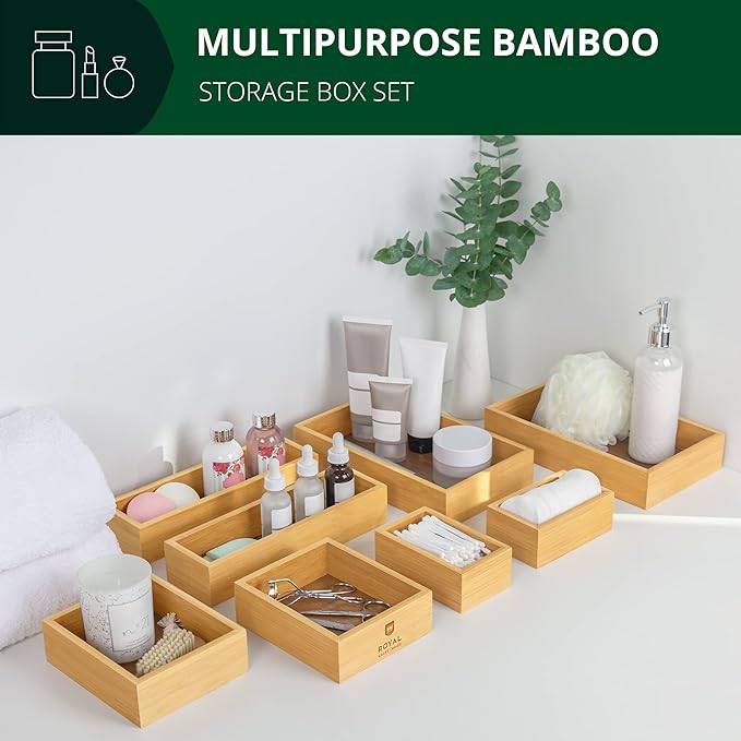 ROYAL CRAFT WOOD Bamboo Jewelry Organizer Box & Chests Set
