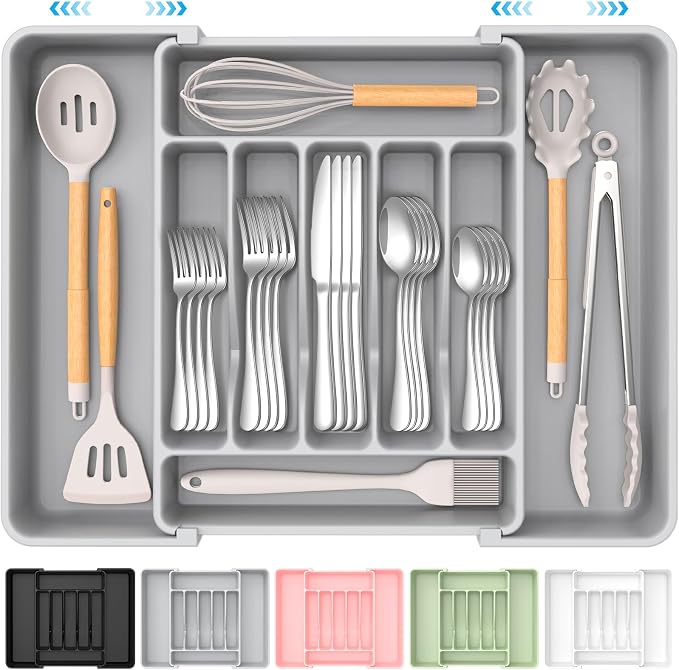 Extra Large Expandable Silverware Organizer, BPA-Free Food-Safe Cutlery by Unknown