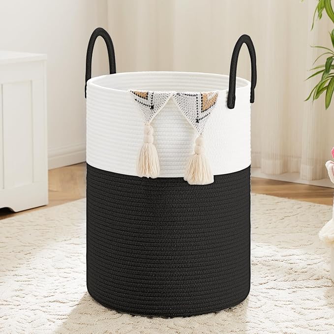 Laundry Basket, Woven Cotton Rope Laundry Hamper, 40L by Artfeel