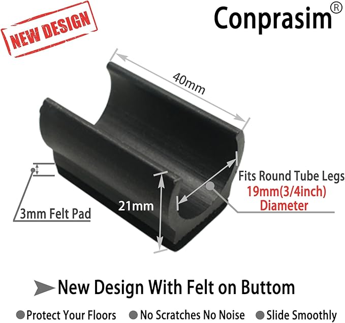 Rectangle U Shaped Chair Leg Tips Caps - Image 4