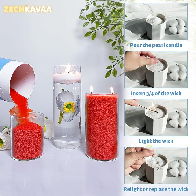 Camellia Scented Red Pearled Candle 18oz Luxury Sand Candle Granulated Wax - Image 5