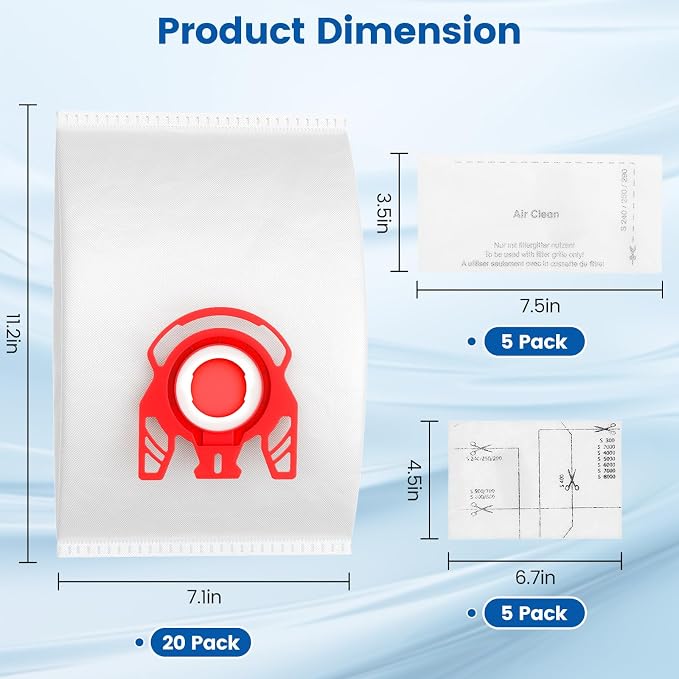20 Pack 3D Airclean FJM Vacuum Cleaner Bags Compatible - Image 7