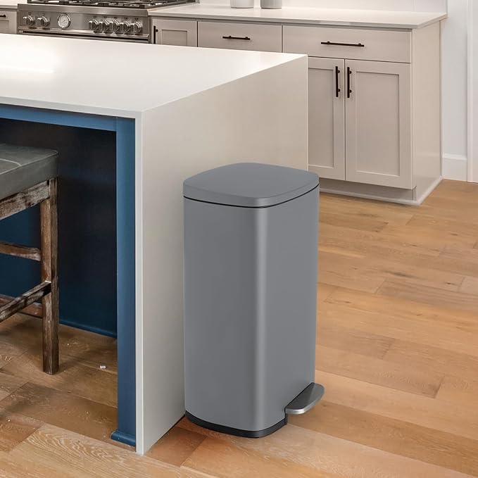 8 Gal Kitchen Trash Can, 30L Recycling or Garbage Bin, Brushed Stainless Steel - Image 8