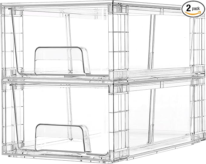 Vtopmart 2 Pack Stackable Storage Drawers, Easily Assemble Containers by Vtopmart