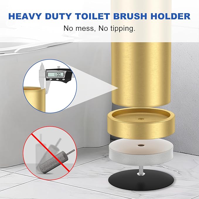 Toilet Brush and Holder Set: 304 Stainless Steel Brushed Gold Toilet Bowl Brush - Image 4