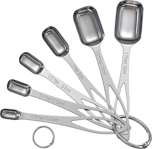 6PCS Narrow Measuring Spoons Set, Stainless Steel Measuring Spoon Fits in Spice by CreateHarmonyWithYourPet