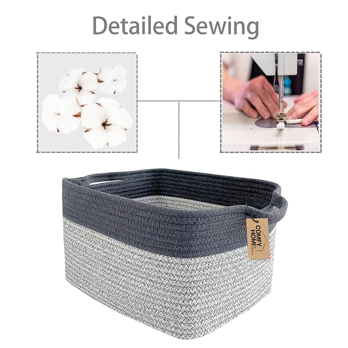 COMFY-HOMI 3Pack Cotton Rope Square Basket - Image 7