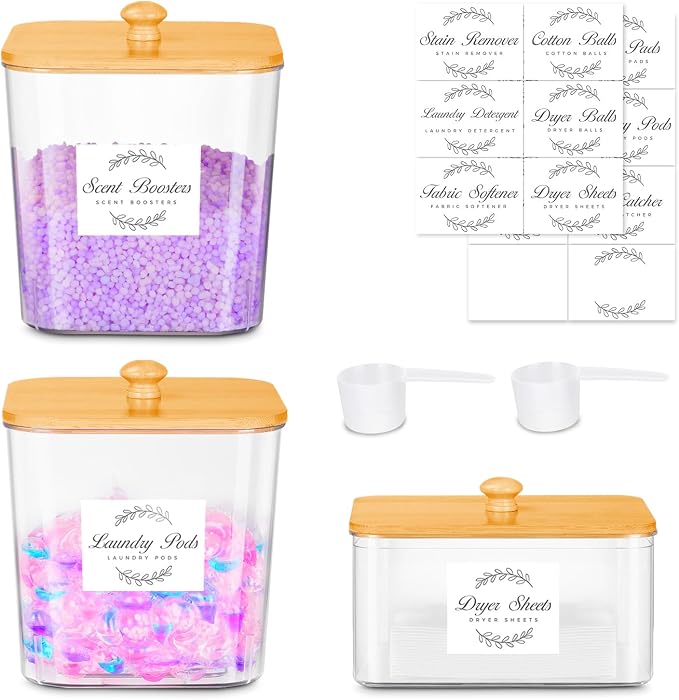 efluky 3 Pack Laundry Pods Container & Dryer Sheet Holder Set, Laundry Pods by efluky