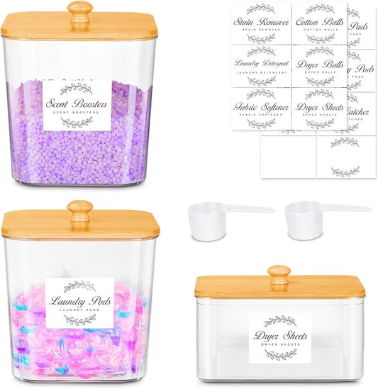 efluky 3 Pack Laundry Pods Container & Dryer Sheet Holder Set, Laundry Pods by efluky