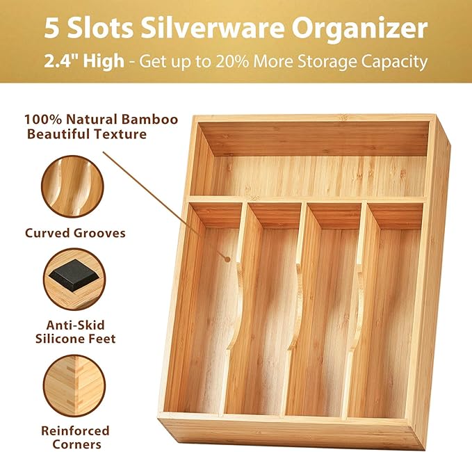 Umilife Kitchen Drawer Organizer, 10 Inch Silverware Utensil Tray Holder - Image 2