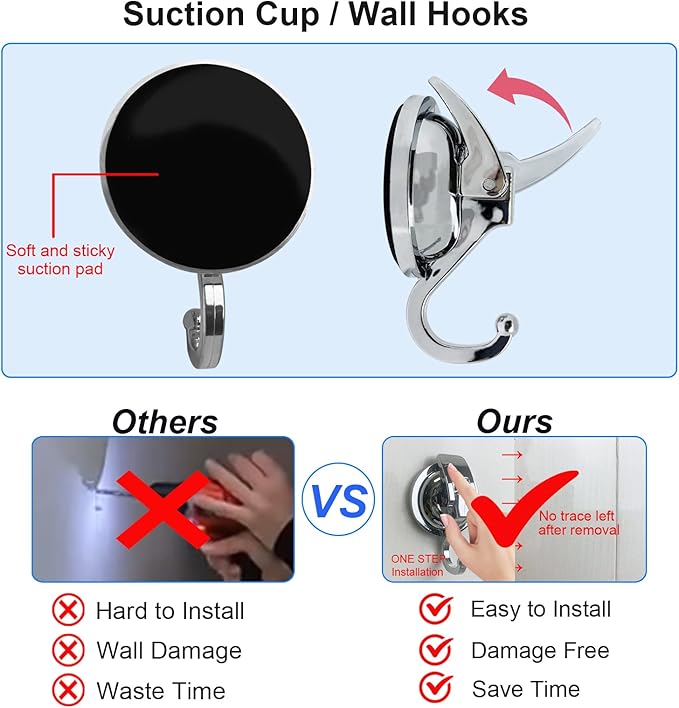 Heavy Duty Suction Cup Hooks for Shower, Bathroom Robe - Image 5