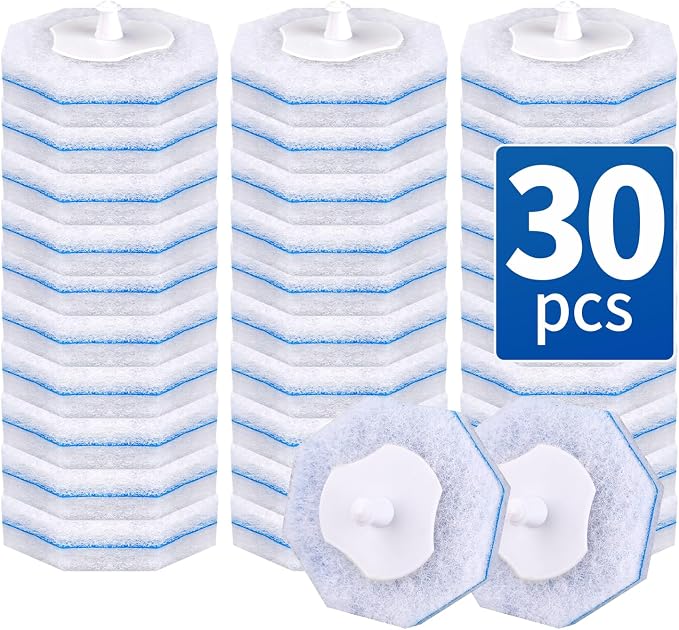 30 Count Disposable Toilet Brush Heads, Toilet Bowl Wand Refills by RLOW