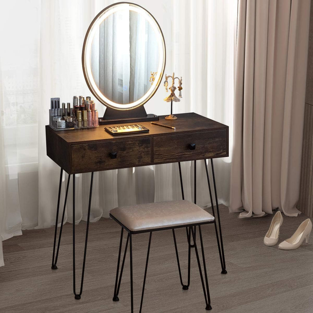 CHARMAID Makeup Vanity Table with Lighted Mirror, 3 Lighting Sets, Adjustable...