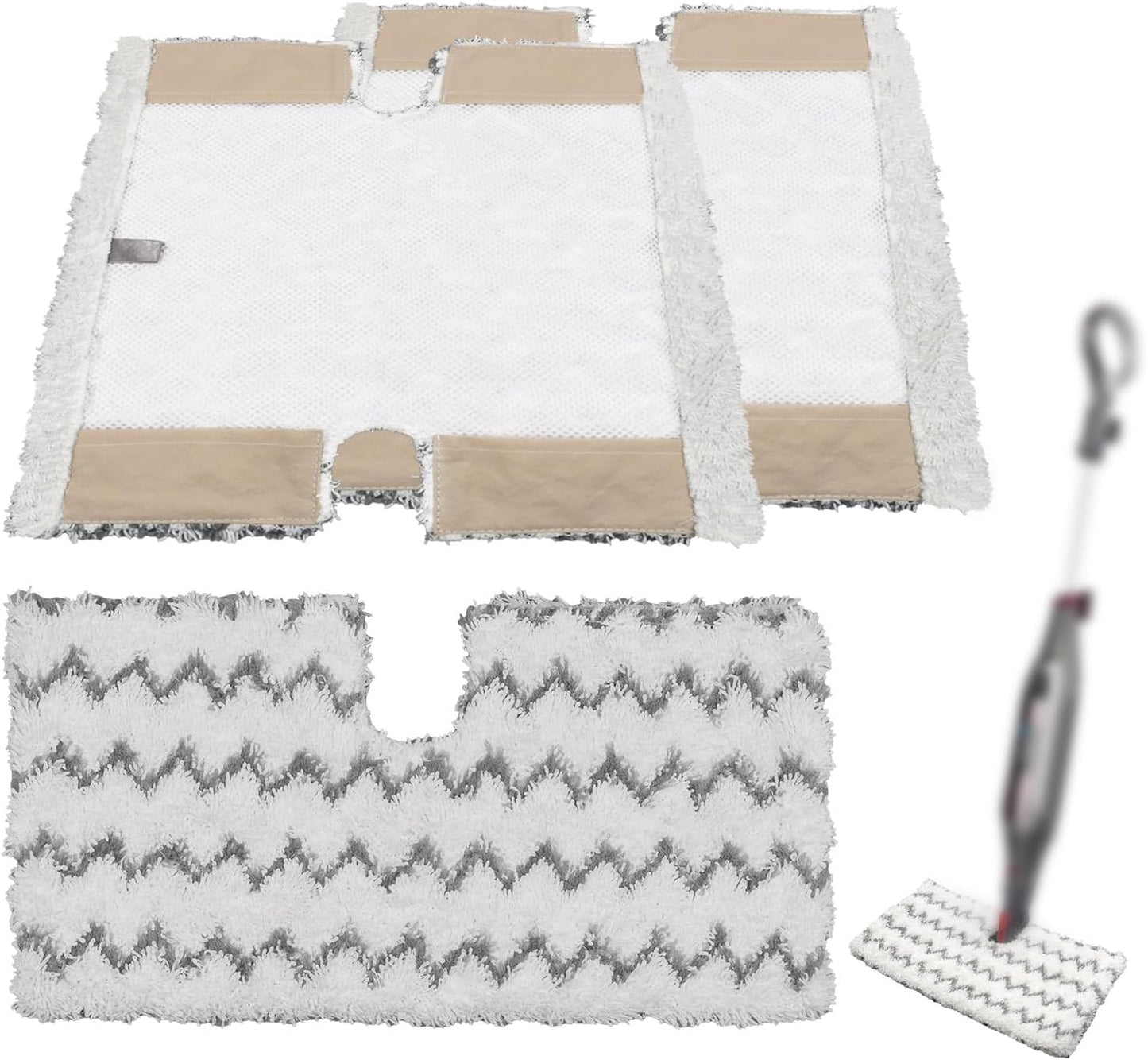 3 Pack Steam Mop Pads Replacement Compatible with Shark Genius Steam Mop S5003D S5002Q S5004 S6001W S6001WM S6002 & Lift-Away Pro Steam Mop S3973 S3973D S3973WM, Reusable Washable Microfiber Mop Pads