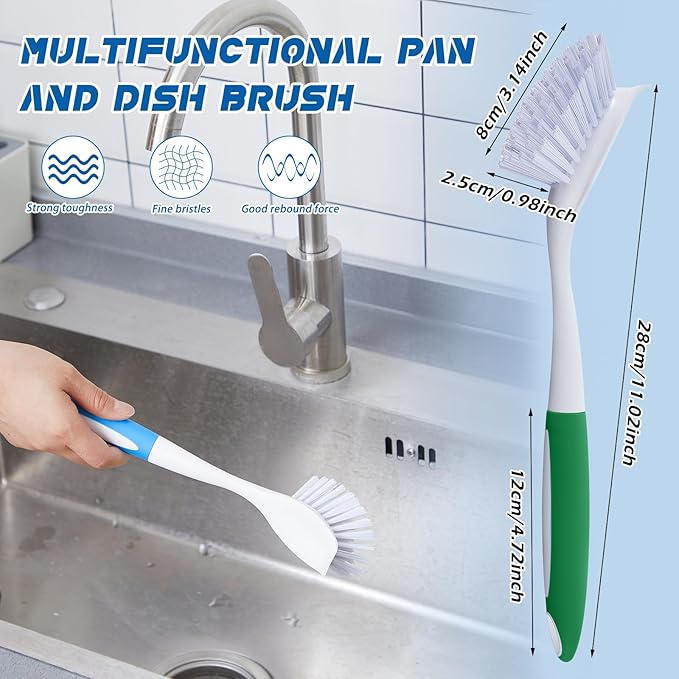 Hsei 6 Pcs Blue and Green Kitchen Scrub Dish Brush Bulk - Image 2