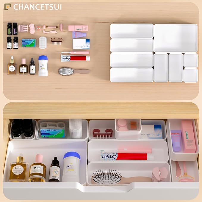 9 Pcs Stackable Drawer Organizer Trays Set, Desk Drawer Organizer Office. - Image 4