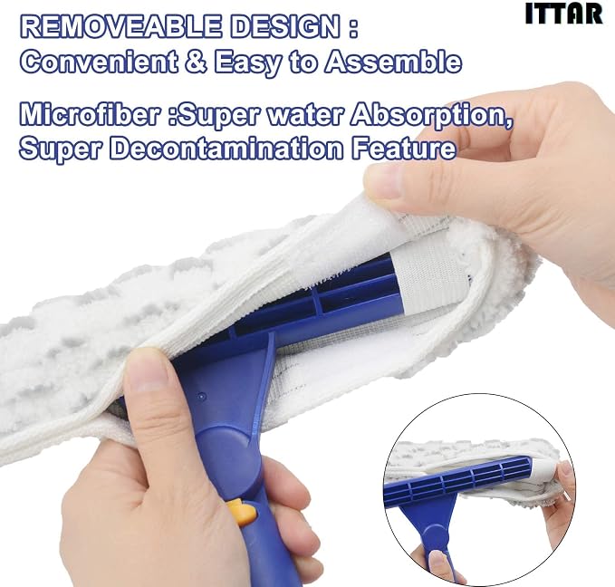 ITTAR Window Squeegee with 2 Sets Stainless Steel Pole, Squeegee Cleaning Tools - Image 8