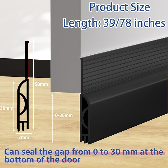 Under Door Draft Stopper, Self-Adhesive Door Sweep - Image 3