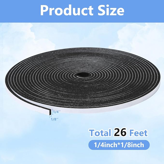 Weather Stripping Door Seal Strip- 1/4 Inch X 1/8 Inch X 26Feet, Strong Adhesive - Image 2