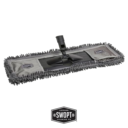 SWOPT 24” Microfiber Dust Mop, Angle Broom + 48” & 60" Steel Handles, Combo — - Image 3