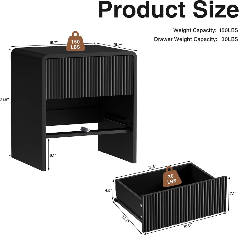 Furniway 3 Piece Bedroom Dresser Set, 6 Drawer Dresser with 2 Nightstands, Fl...