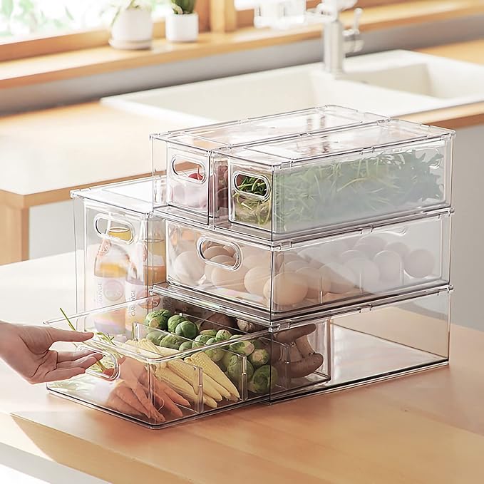 MineSign Stackable Fridge Drawer Pull-Out Bins - Image 8