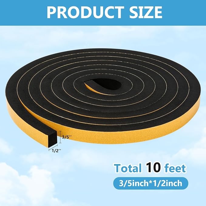 Black Weather Stripping Door Seal Strip, Strong Adhesive, Lightproof, Soundproof - Image 2