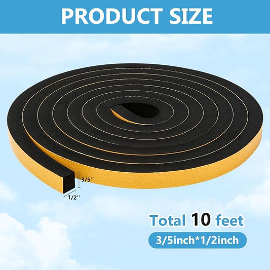 Black Weather Stripping Door Seal Strip, Strong Adhesive, Lightproof, Soundproof - Image 2