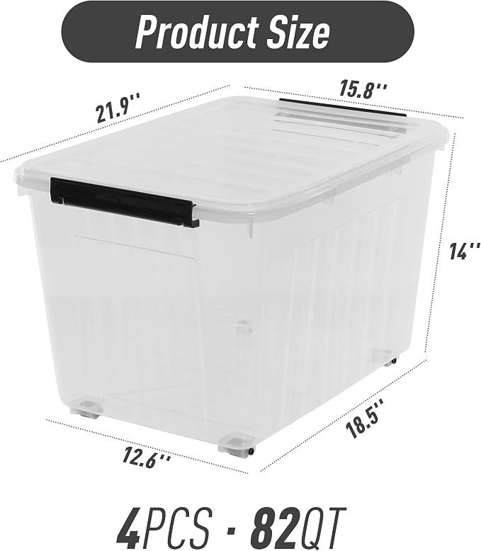 Citylife 82 QT Clear Plastic Storage Bins - Image 3