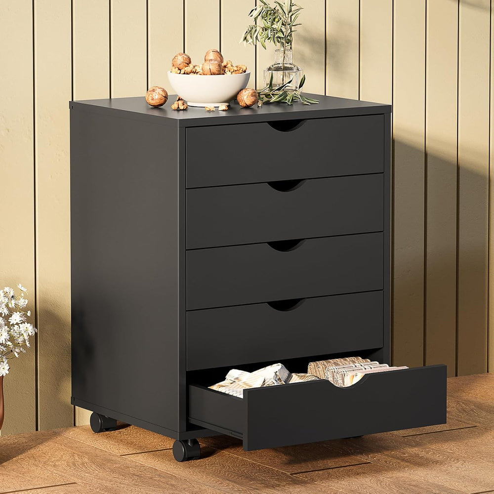 Sweetcrispy 5 Drawer Wooden Dresser, Storage Cabinets, Room Organization