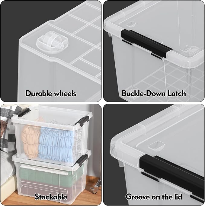 4 Pack Large Clear Plastic Storage Bins - Image 3