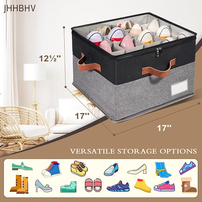 1 Pack Shoe Organizer for Closet, Adjustable Shoe Box Storage Containers - Image 6