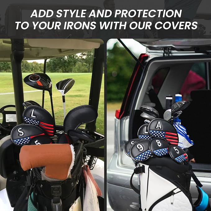FINGER TEN Premium Synthetic Leather Stylish Iron & Wedge Golf Head Covers - Image 7