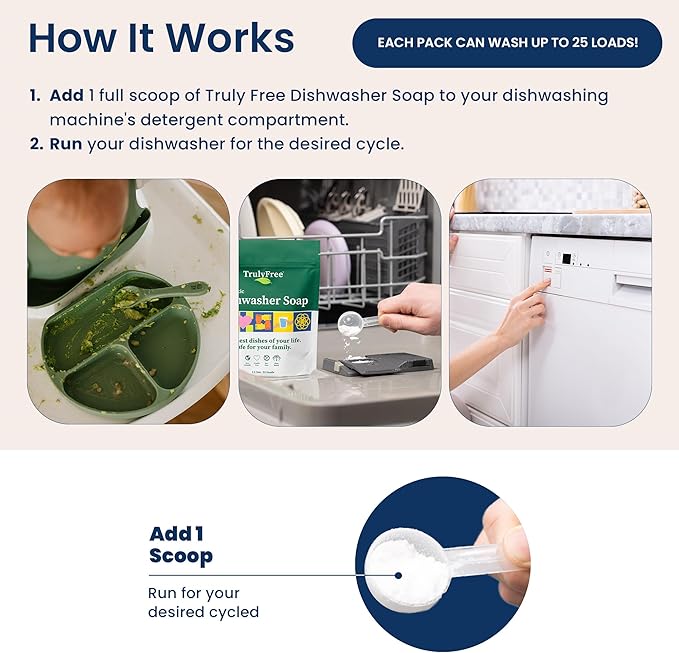 Truly Free Dishwasher Detergent Powder | Natural Dish Detergent, Dishwasher - Image 7
