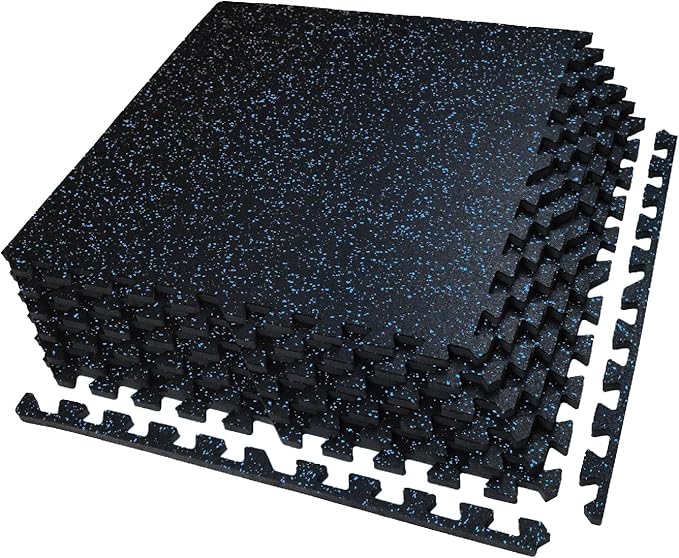 AIRHOP 0.56in Thick 24 Sq Ft Exercise Equipment Mats, 6 Tiles Upgraded Rubber by Airhop