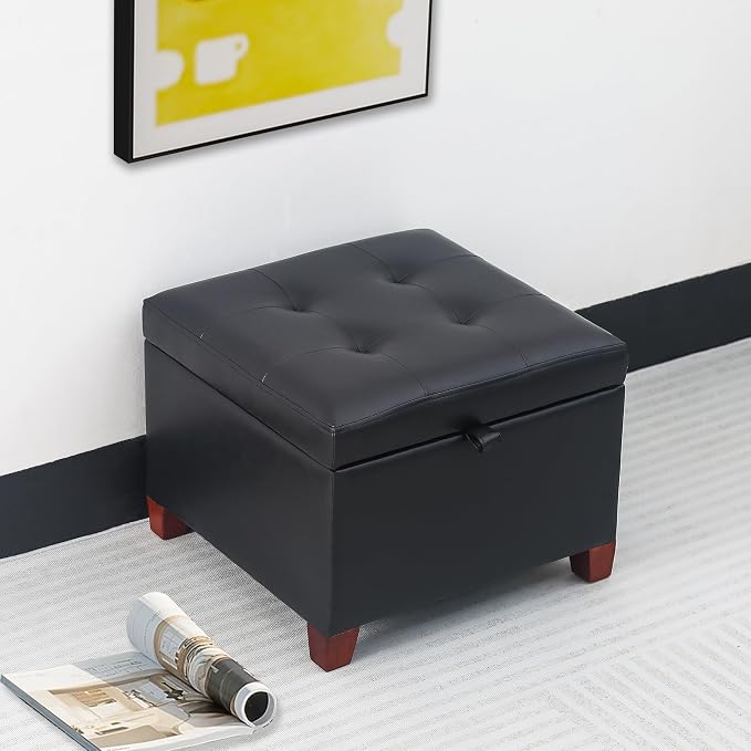 Adeco Faux Leather Storage Ottoman by Adeco