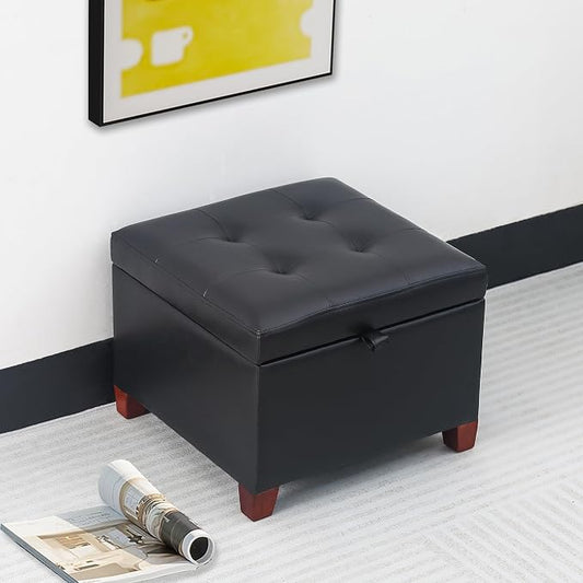 Adeco Faux Leather Storage Ottoman by Adeco