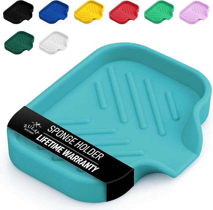 Zulay Kitchen Small Silicone Sponge Holder – Space-Saving Sink Organizer Tray by ZulayKitchen