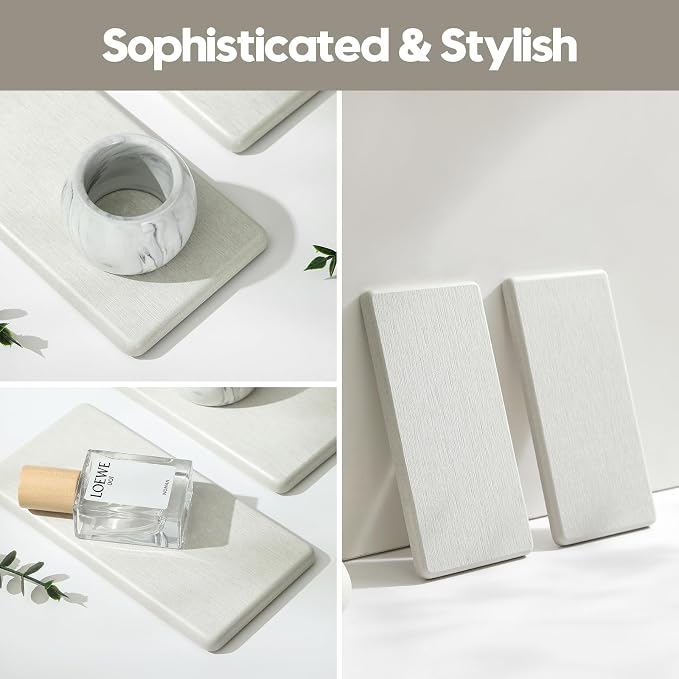 2PCS 7"x3.5" Water Absorbing Bathroom Sink Vanity Trays, Diatomite Stone Quick - Image 6