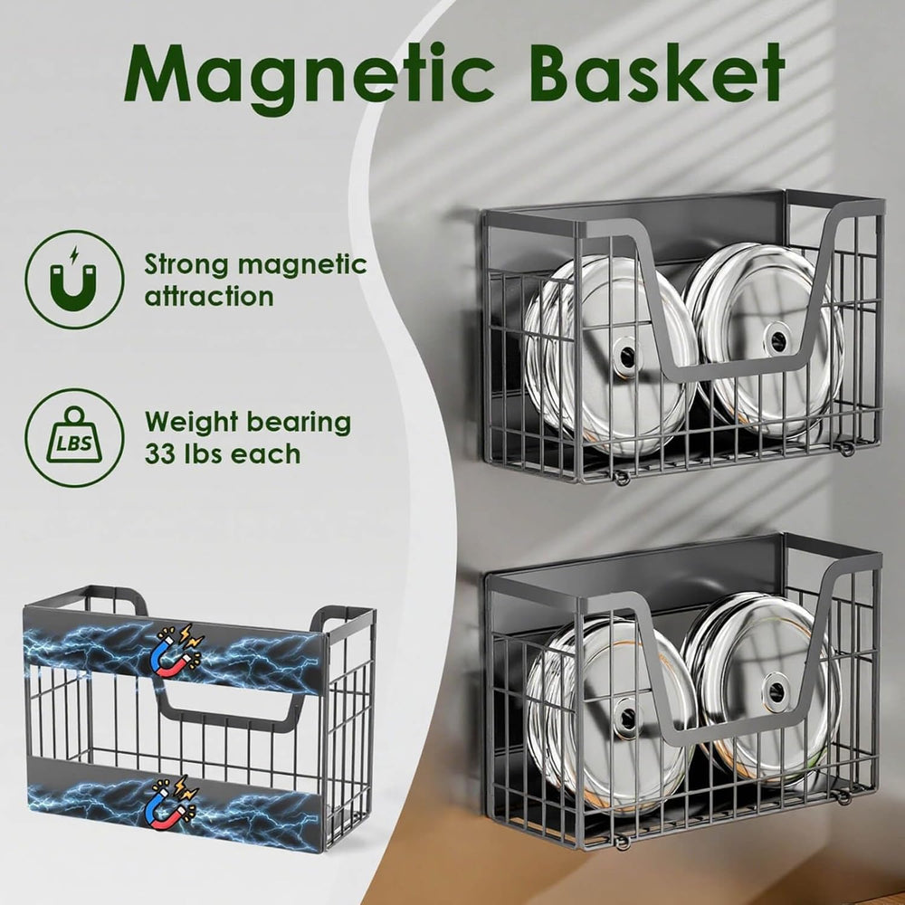 4 Pack Magnetic Shelf for Fridge, Fruit Potato and Onion Storage Bins, Magnet...