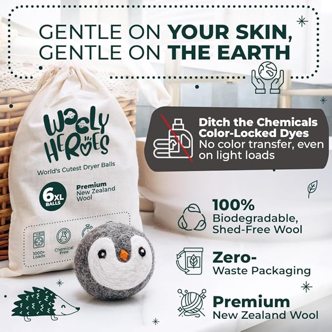 No More Dryer Sheets! Reusable Wool Dryer Balls XL 6-Pack - Image 3