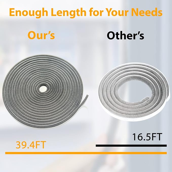 39.4FT Brush Weather Stripping, Neat Pile Self Adhesive Seal Strip - Image 7