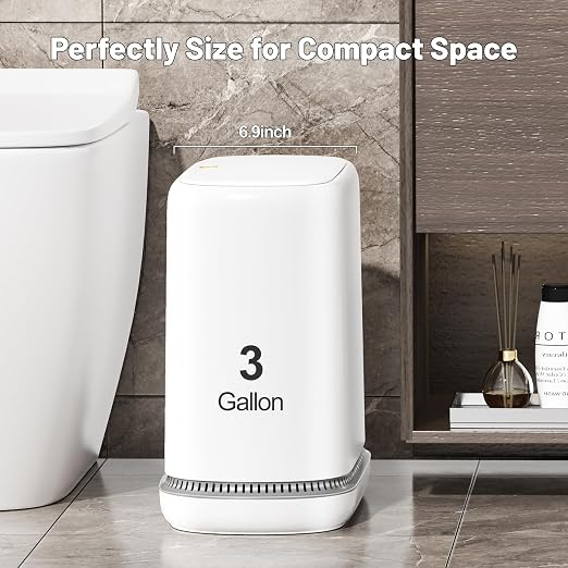 MOPALL Bathroom Trash Can, 3.3 Gallon Slim Garbage Can - Image 3