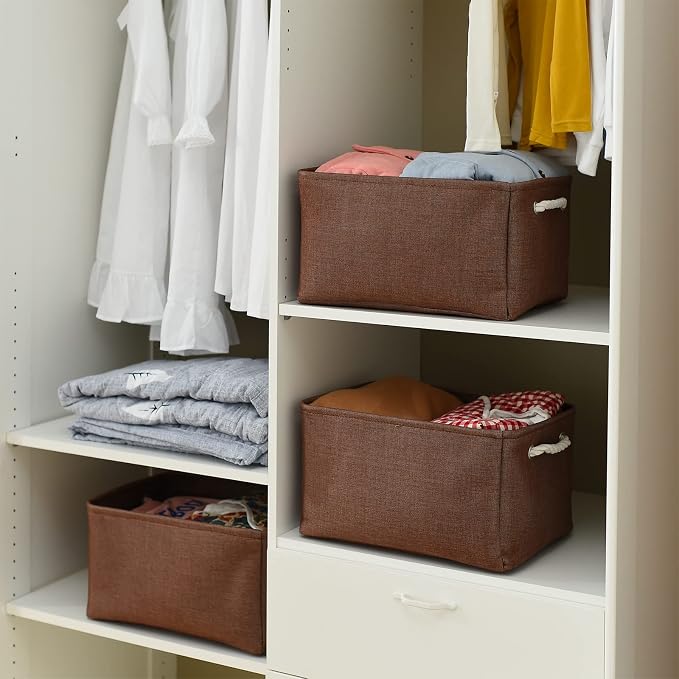 TheWarmHome Decorative Basket Rectangular Fabric Storage Bin Organizer Basket - Image 4