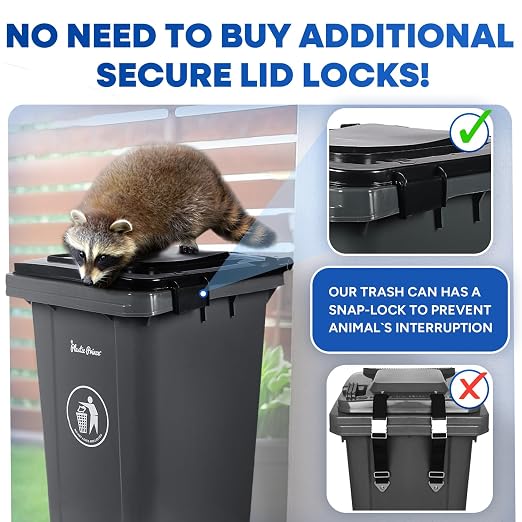 32 Gallon Trash Can with Wheels Outdoor Garbage Can with Lid and Wheels Locking - Image 2