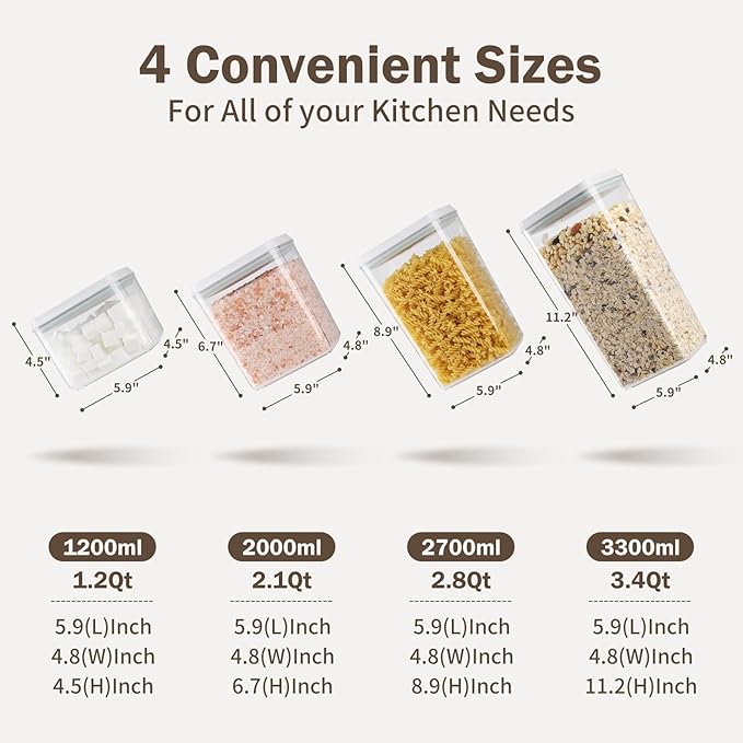8 Pcs Pop Food Storage Containers Airtight Food Storage Containers Set - Image 6