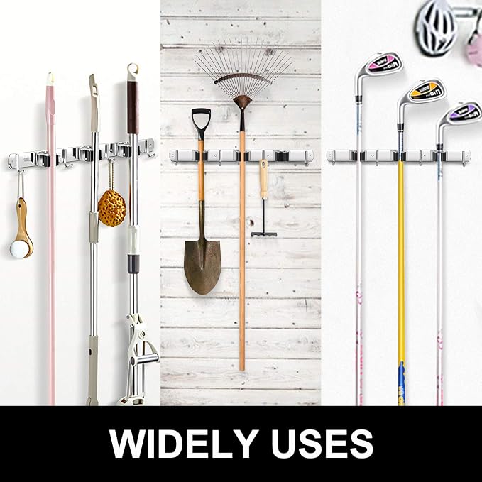 IMILLET Broom and Mop Holder Wall Mounted, Stainless Steel Broom Holder Mop - Image 7